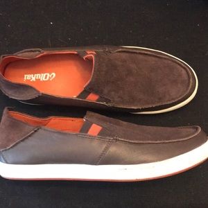 OluKai brown boat loafers